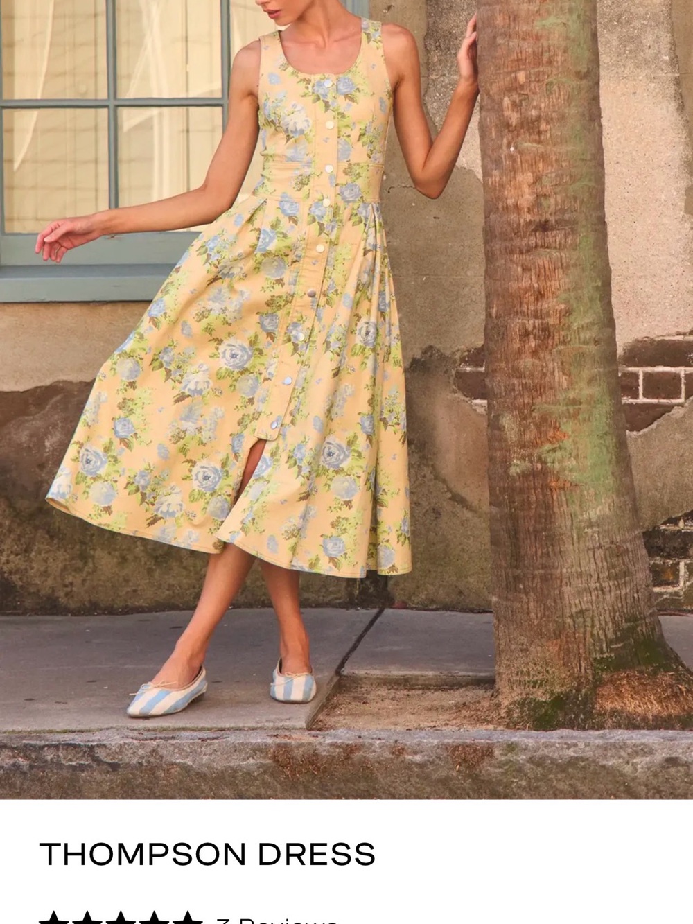 HUNTER BELL Yellow Floral Midi Dress